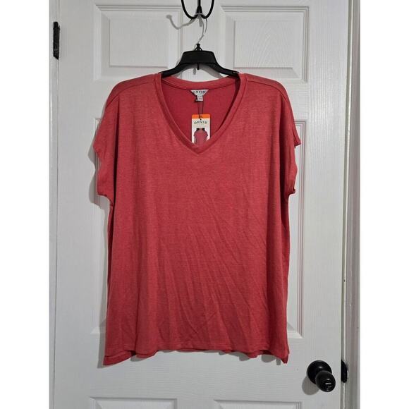 ORVIS Soft T-Shirt Women's Plus Size 2X Coral Pink V-Neck Athleisure - Picture 1 of 13